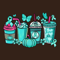 Ovarian Cancer Coffee Cups Teal Ribbon Heavy Core Tee | Teevron
