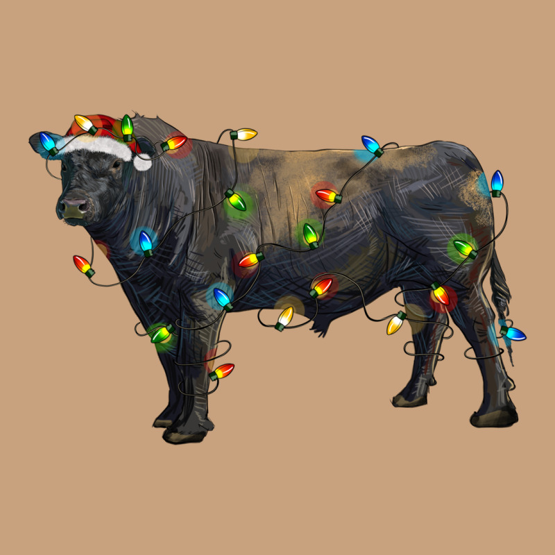Christmas Black Angus Bull With Christmas Lights Vintage Tee by RanaPortraitStore | Teevron
