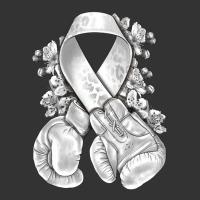 Lung Cancer white ribbon with boxing gloves | Teevron