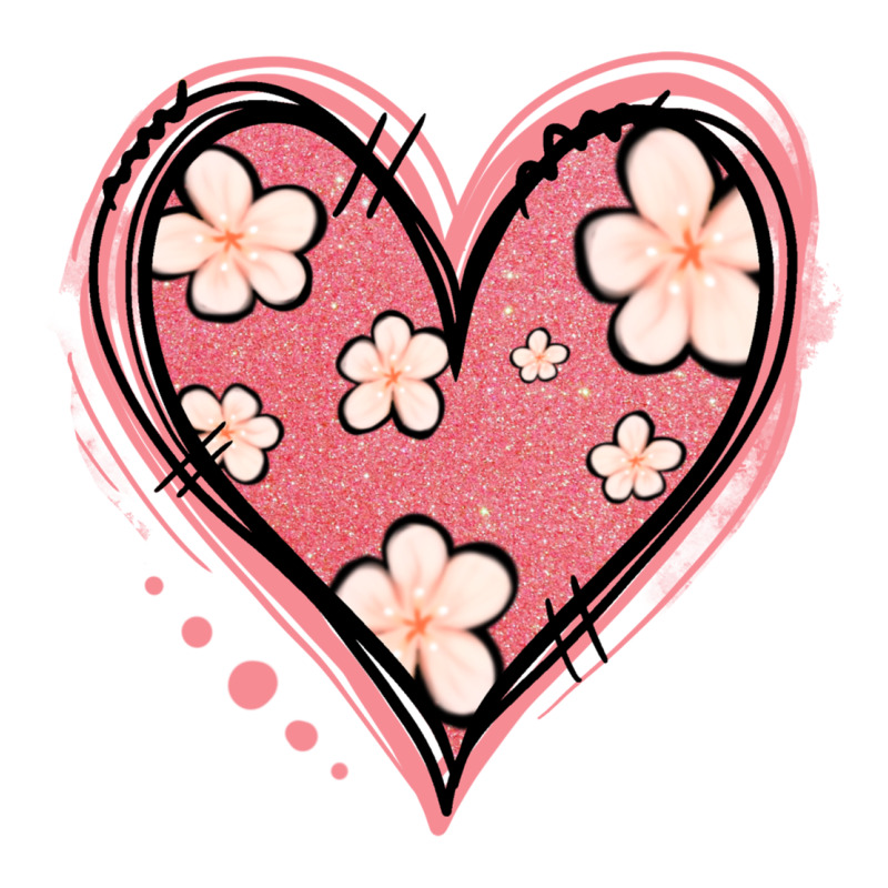 Floral Pink Glitter Heart Premium Tee by Jasminsmagicworld | Teevron