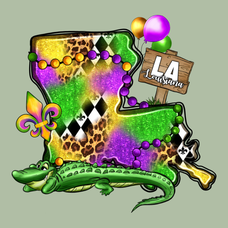 Louisiana Map Alligator Mardi Gras Olivia Urban Heavy Tee by OliviaCreatesArt | Teevron