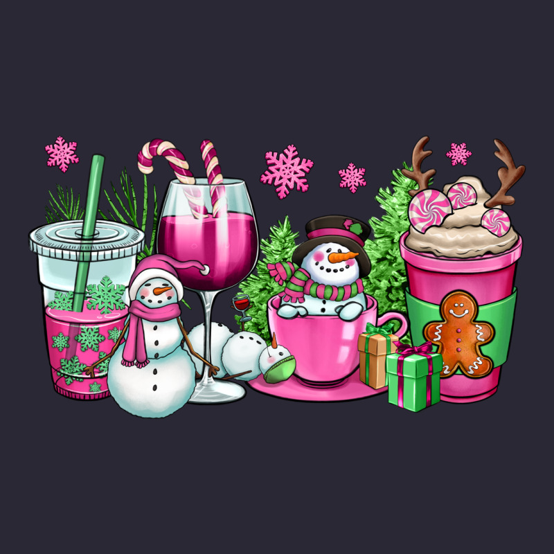 Pink Christmas Snowman Coffee Cups Vintage Tee by OliviaCreatesArt | Teevron