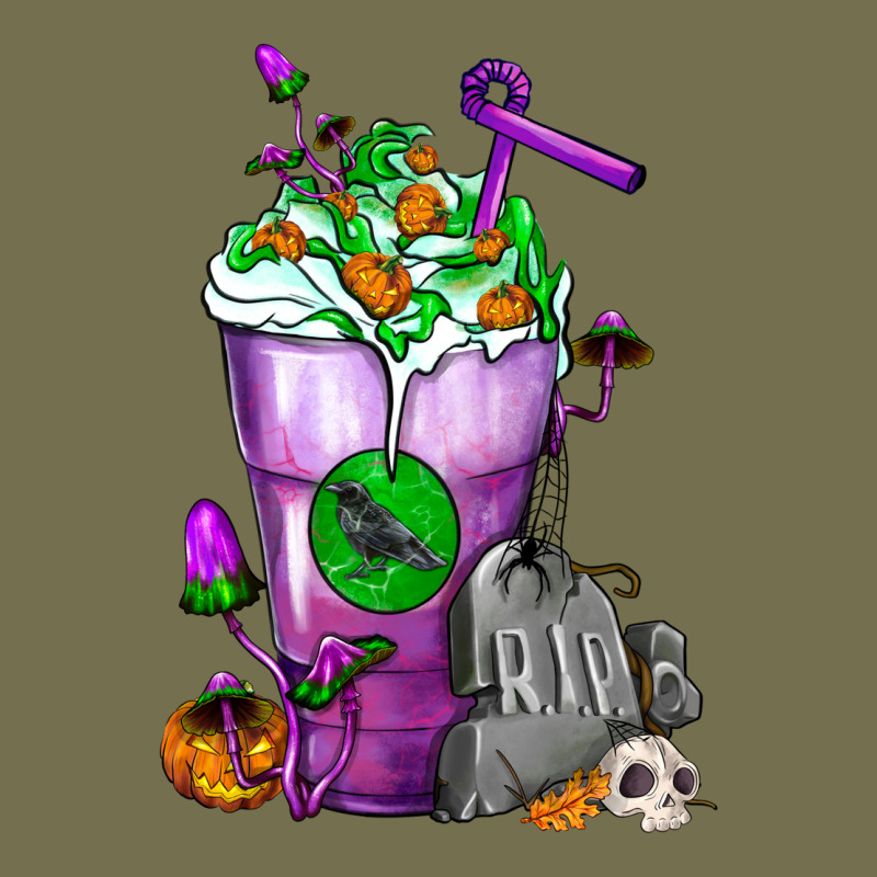 Halloween Cold Drink Frappe With Tombstone Vintage Hoodie by FaDigitalArtStudio | Teevron