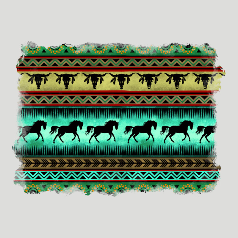 Turquoise Aztec Bullskull And Horse Zipper Hoodie by BarkalooDesign | Teevron