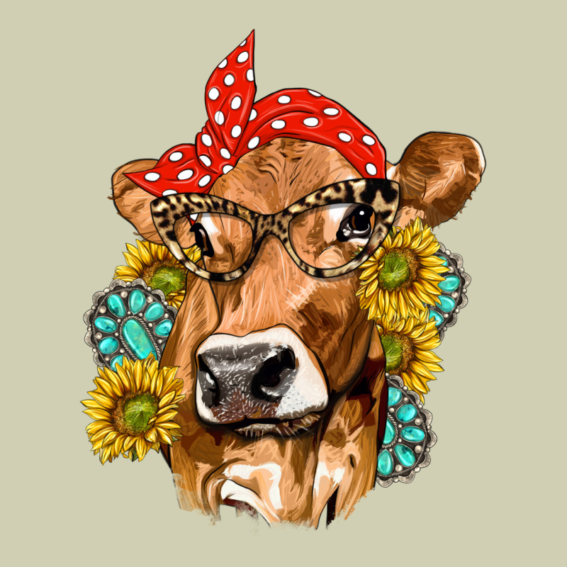 Western Cow With Sunflowers And Gemstone Heavy Core Tee by texasbilliewilder | Teevron
