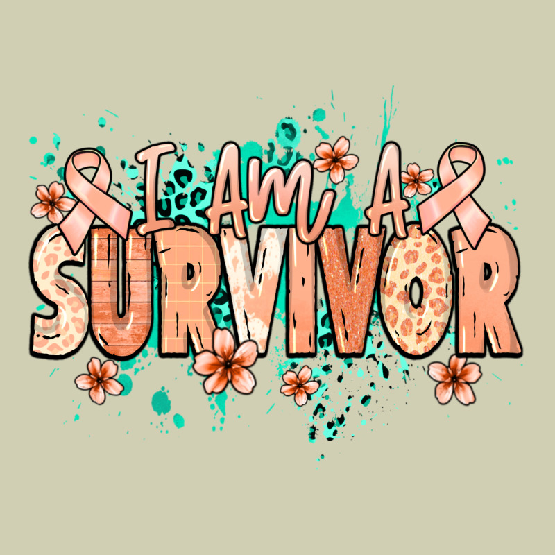I Am A Survivor Peach Ribbon Heavy Core Tee by NancyCooperArtShop | Teevron