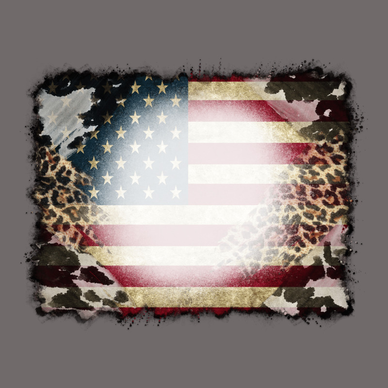 American Flag Cowhide Leopard Bleach Effect Urban Heavy Tee by CowCowDesign | Teevron