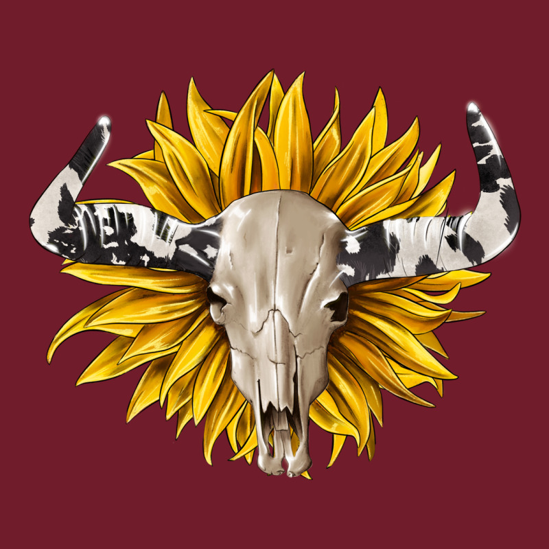 Cowhide Bull Skull And Sunflower Zipper Hoodie by BarkalooDesign | Teevron