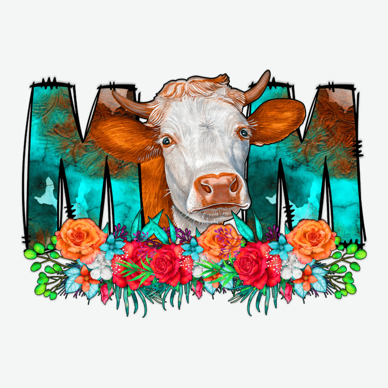 Cow Mom Turquoise Tooled Leather Flowers Urban Heavy Tee by CowCowDesign | Teevron
