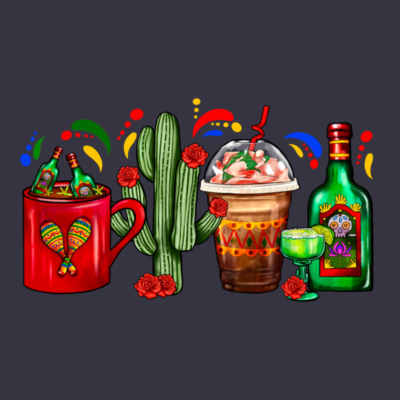 Mexico Coffee Cups With Cactus And Tequila Bottle Vintage Hoodie by FaDigitalArtStudio | Teevron