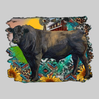Black Angus Bull With Aztec And Farm Background Premium Tee | Teevron