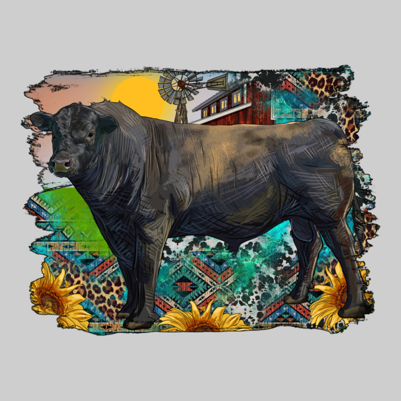 Black Angus Bull With Aztec And Farm Background Premium Tee by RanaPortraitStore | Teevron