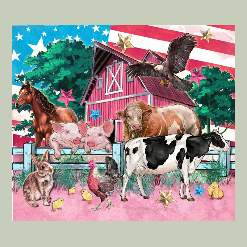 American Farm Animals Tumbler 4th Of July Long Sleeve Tee by FaDigitalArtStudio | Teevron