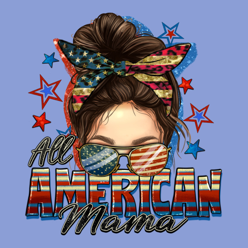 All American Mama Messy Bun 4th Of July Long Sleeve Tee by FaDigitalArtStudio | Teevron