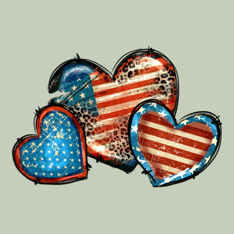 American Flag Hearts 4th Of July Long Sleeve Tee by FaDigitalArtStudio | Teevron