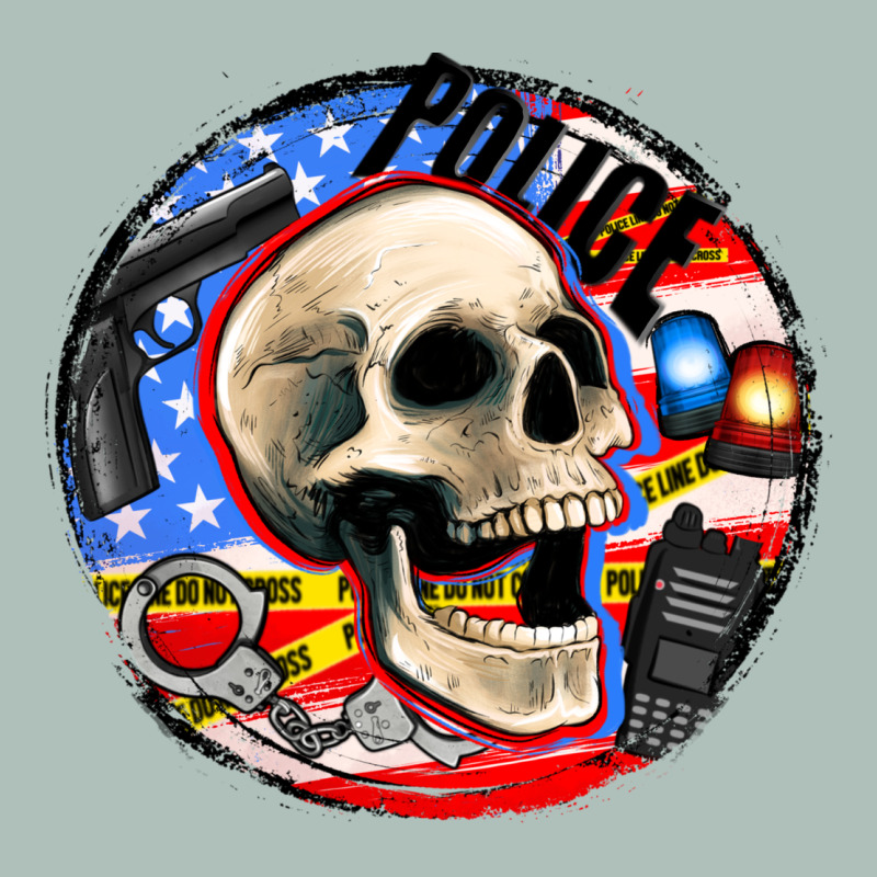 Police Skull And Police Equipment Heavyweight Hoodie by AdoDesignShop | Teevron
