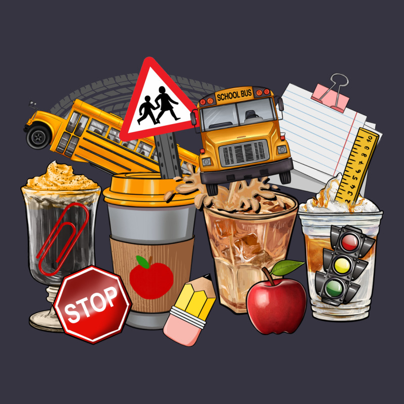 School Bus Coffee Cups Vintage Hoodie by FaDigitalArtStudio | Teevron