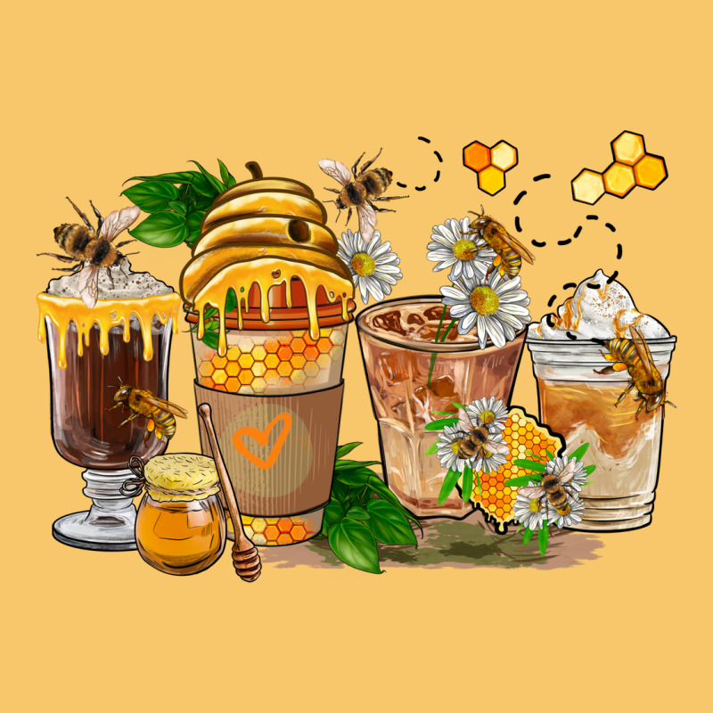 Honey Bee Coffee Cups Vintage Hoodie by FaDigitalArtStudio | Teevron