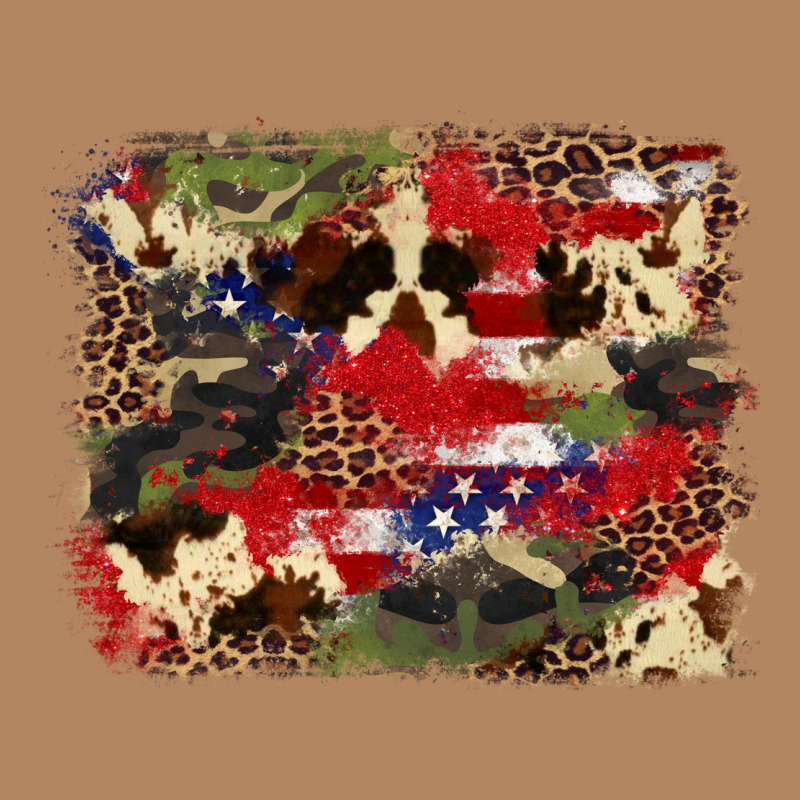 4th Of July American Flagcowhide  Leopard Backgrou Long Sleeve Tee by FaDigitalArtStudio | Teevron