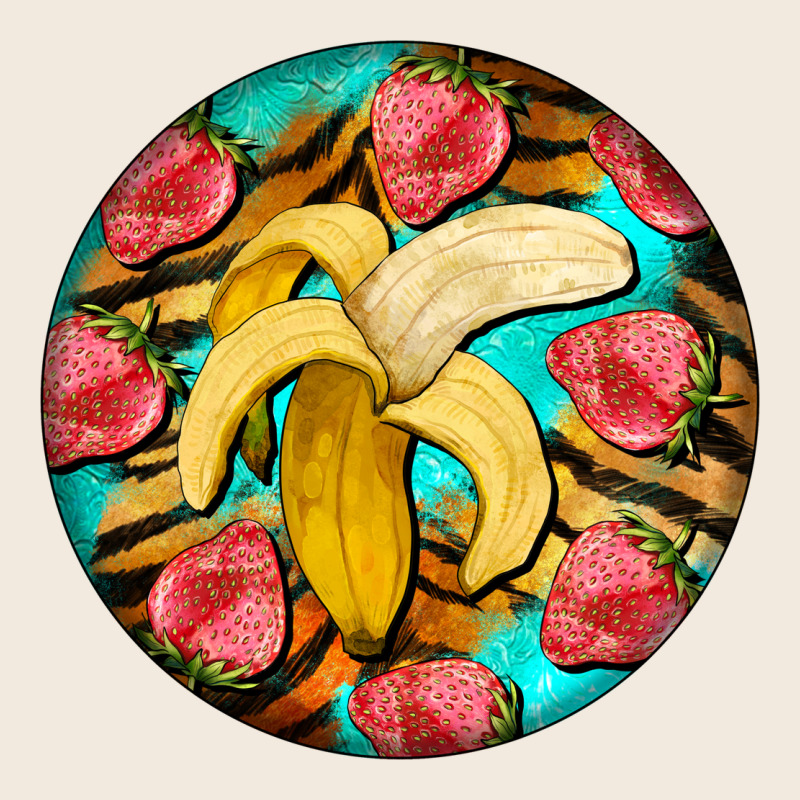 Banana And Strawberries With Tiger Pattern Zipper Hoodie by BarkalooDesign | Teevron