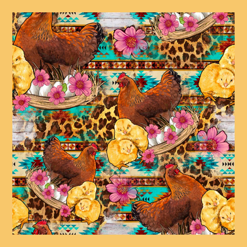 Chicken And Chicks With Flowers Seamless Pattern Vintage Hoodie by FaDigitalArtStudio | Teevron