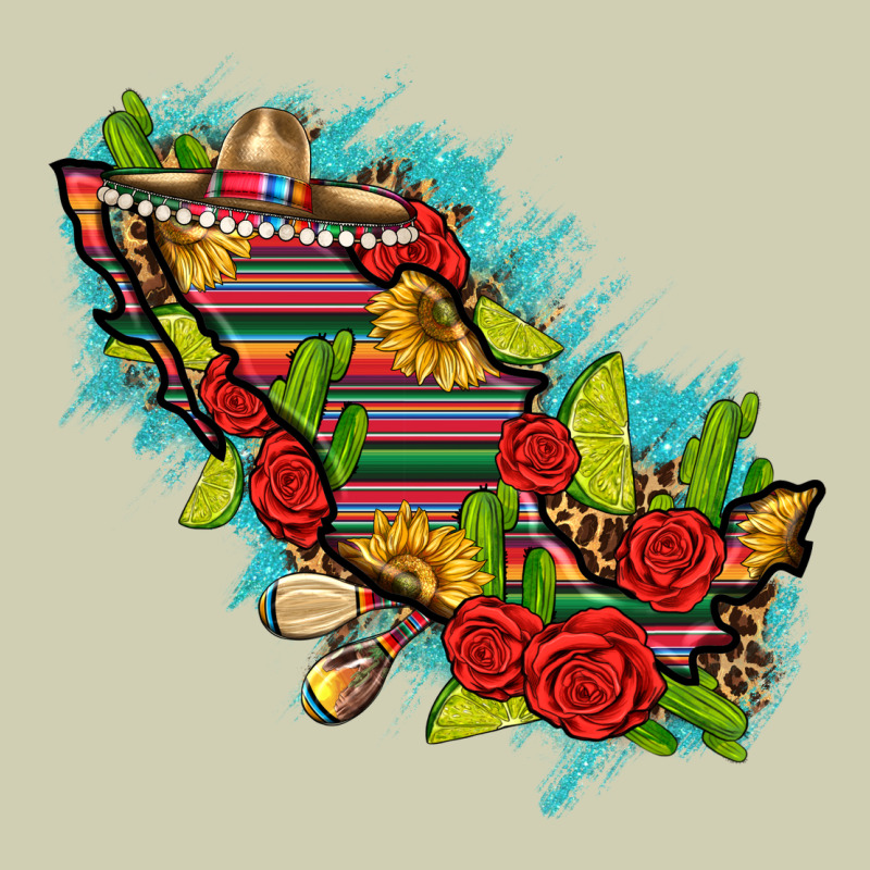 Mexico Map With Leopard And Sunflowers Heavy Core Tee by texasbilliewilder | Teevron