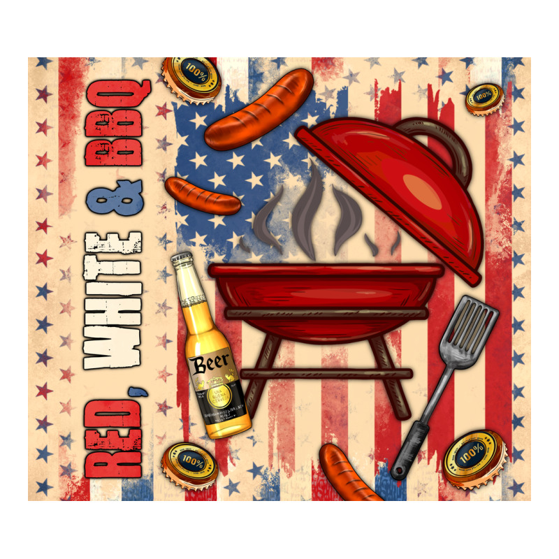 Red White And Bbq Usa Flag Premium Tee by TumblerDesignByShophia | Teevron