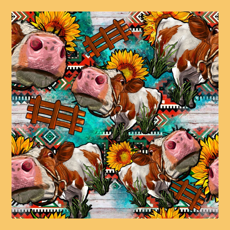 Cow With Aztec And Sunflowers Seamless Pattern Vintage Hoodie by FaDigitalArtStudio | Teevron