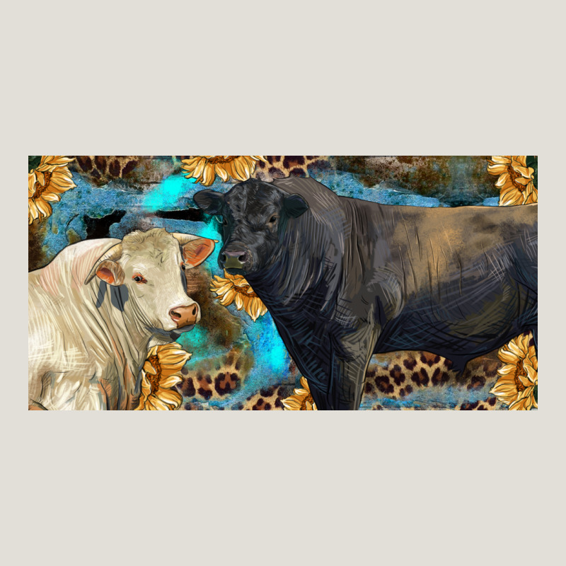 Charolais And Black Angus Bull With Sunflower And Leopard Heavy Core Tee by RanaPortraitStore | Teevron
