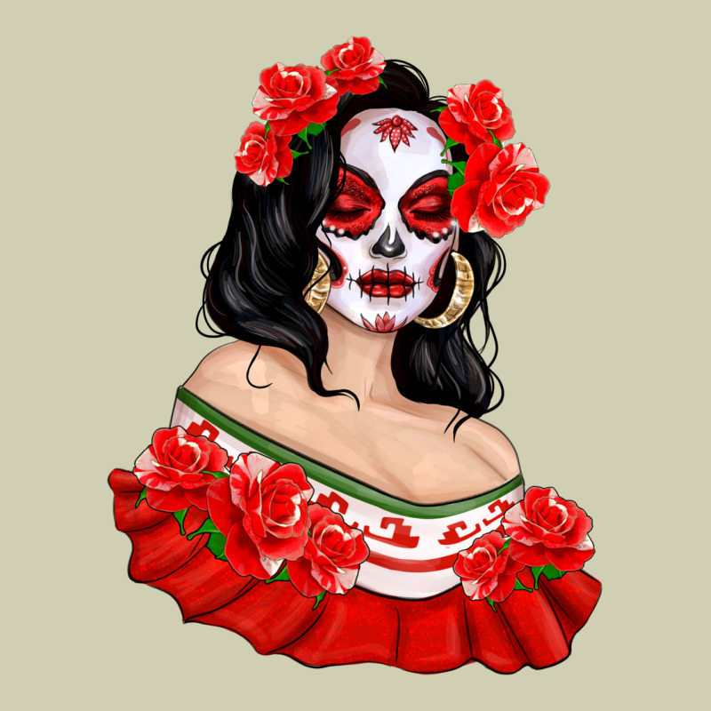 Mexicana Skull Girl With Roses Heavy Core Tee by texasbilliewilder | Teevron