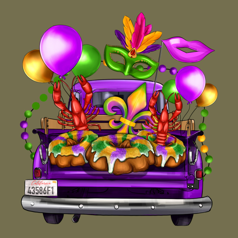 Mardi Gras Farm Truck Back View Vintage Hoodie by FaDigitalArtStudio | Teevron