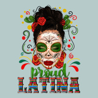 Proud Latina Skull Girl Messy Bun Heavy Core Tee | Teevron