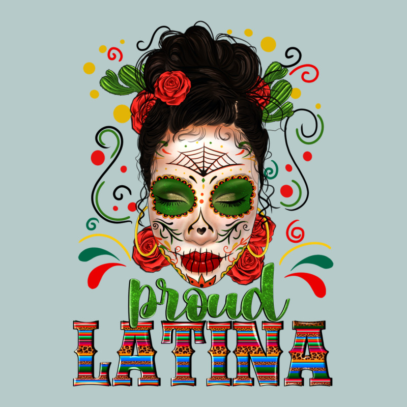 Proud Latina Skull Girl Messy Bun Heavy Core Tee by texasbilliewilder | Teevron