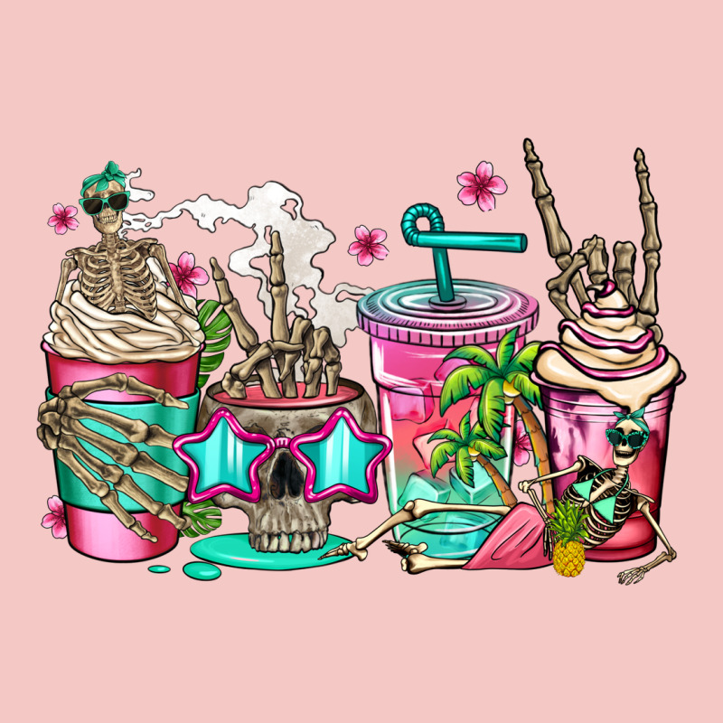 Skeleton Summer Coffee Cups Urban Heavy Tee by Jasminsmagicworld | Teevron