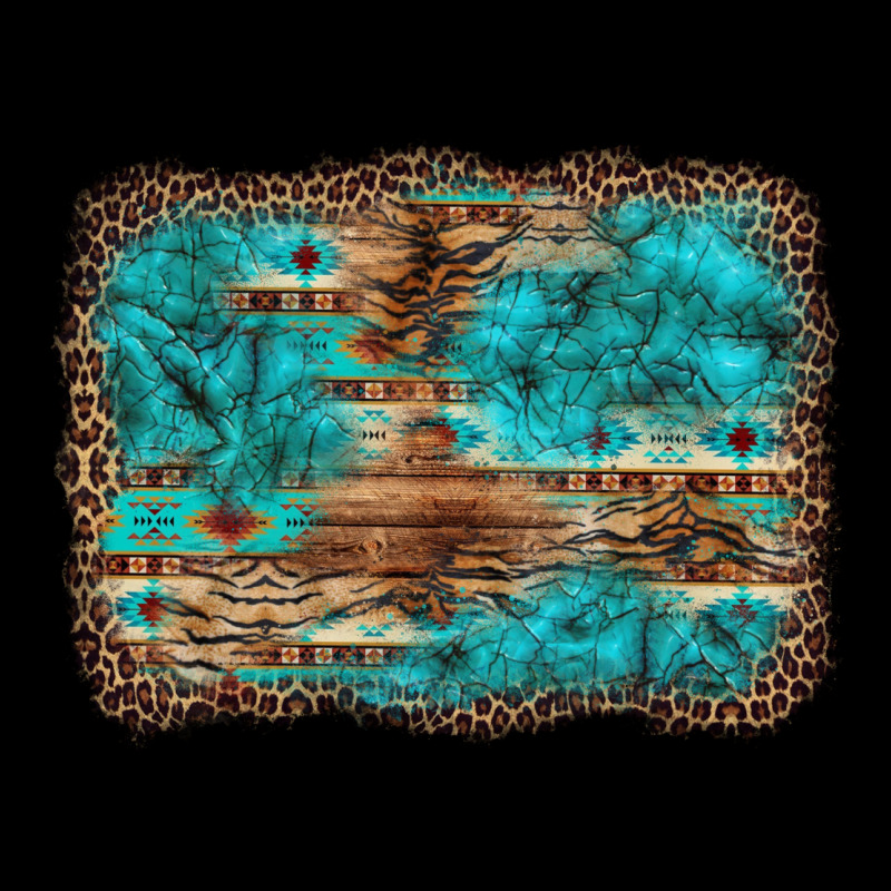 Western Turquoise Stone Aztec Tiger Pattern Background Heavyweight Sweatshirt by Artiststas | Teevron