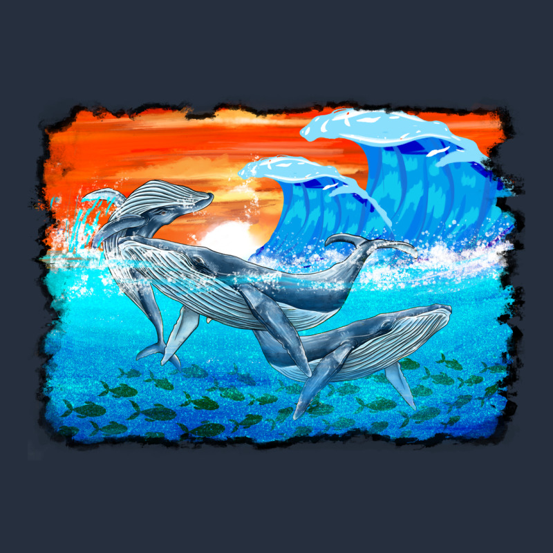Humpback Whale And Wave Background Zipper Hoodie by BarkalooDesign | Teevron
