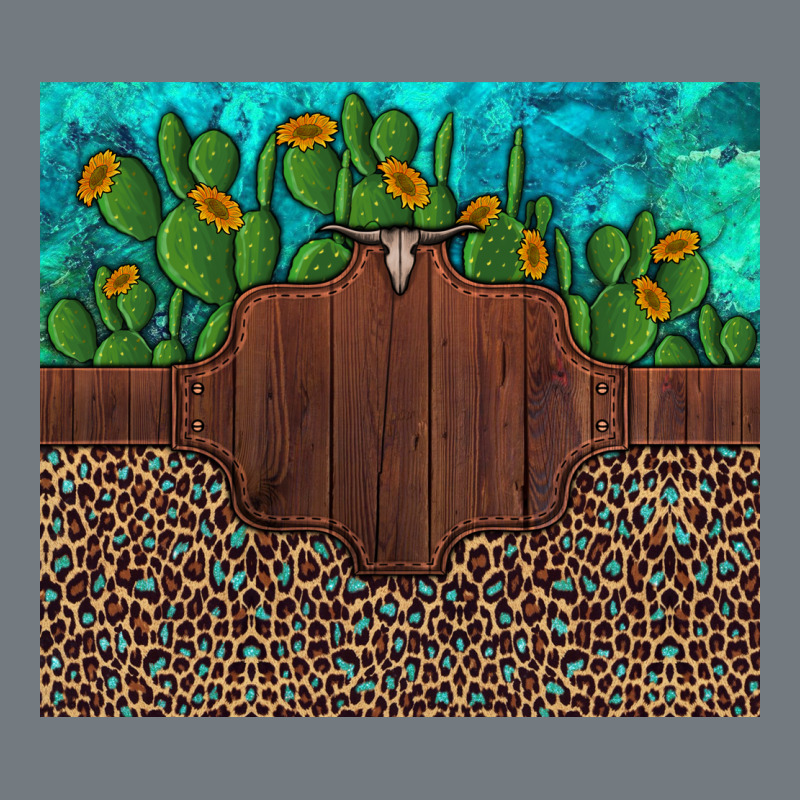 Custom Cactus And Sunflowers Leopard Turquoise Heavyweight Sweatshirt by Artiststas | Teevron