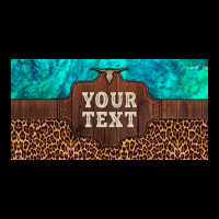 Preview Custom Name Turquoise Stone Leopard Bull Skull License Plate Heavyweight Sweatshirt | Teevron