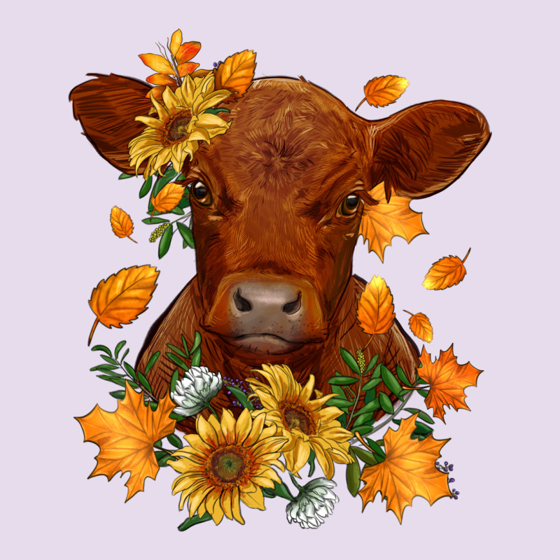 Fall Red Angus Calf Dried Leaves And Sunflowers Premium Hoodie by RanaPortraitStore | Teevron