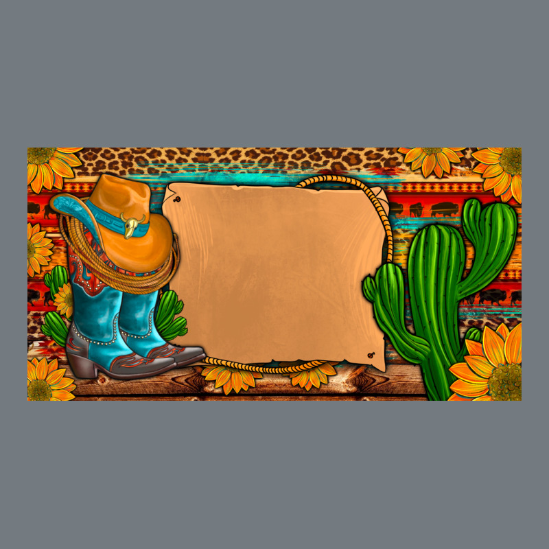 Custom Cowboy Boots Aztec Sunflowers Leopard License Plate Heavyweight Sweatshirt by Artiststas | Teevron