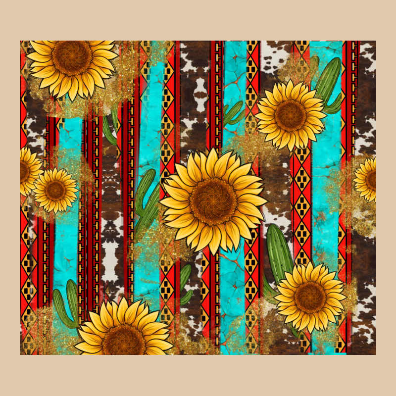 Western Sunflower Cactus Serape And Cowhide Heavyweight Sweatshirt by Artiststas | Teevron