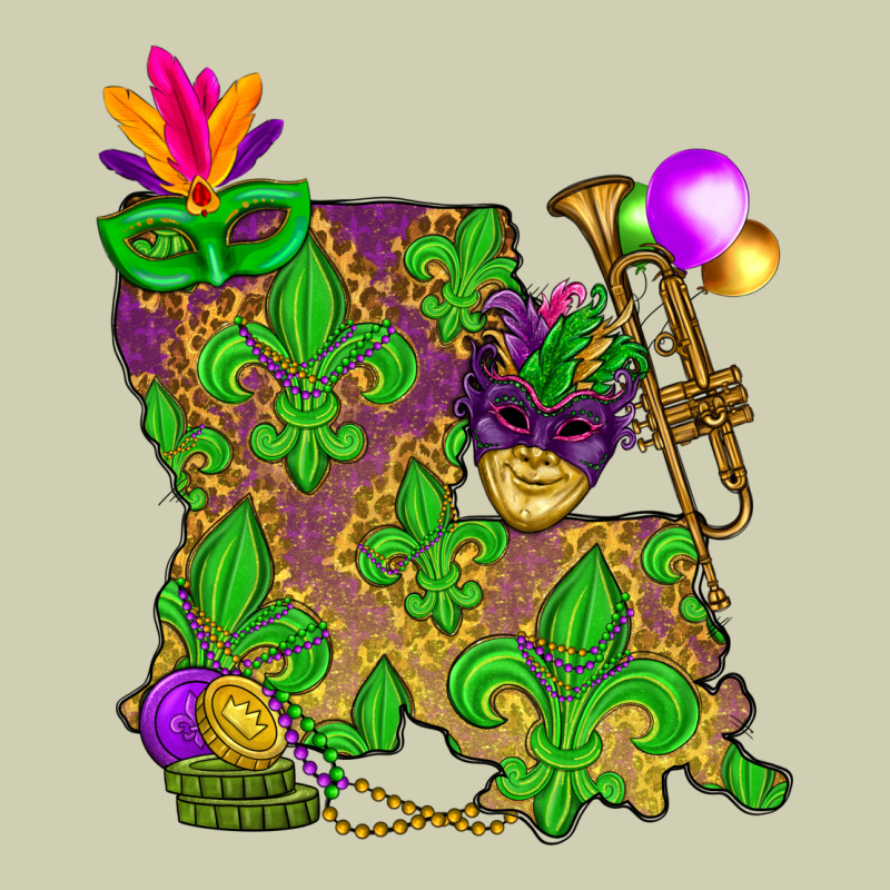 Louisiana Map Mardi Gras Heavy Core Tee by NancyCooperArtShop | Teevron