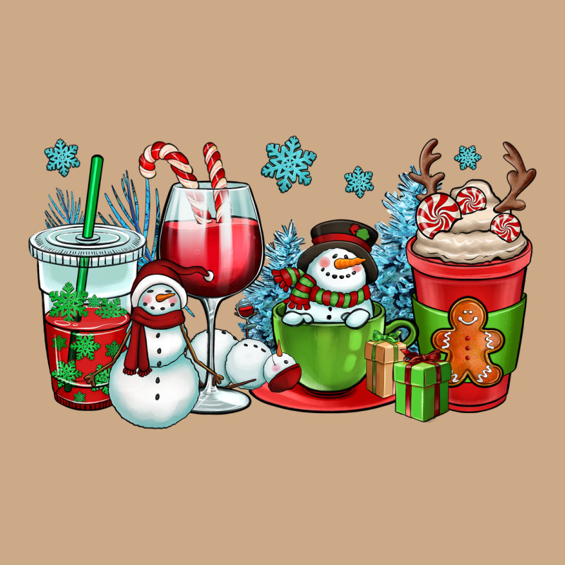 Christmas Snowman Coffee Cups Vintage Hoodie by OliviaCreatesArt | Teevron