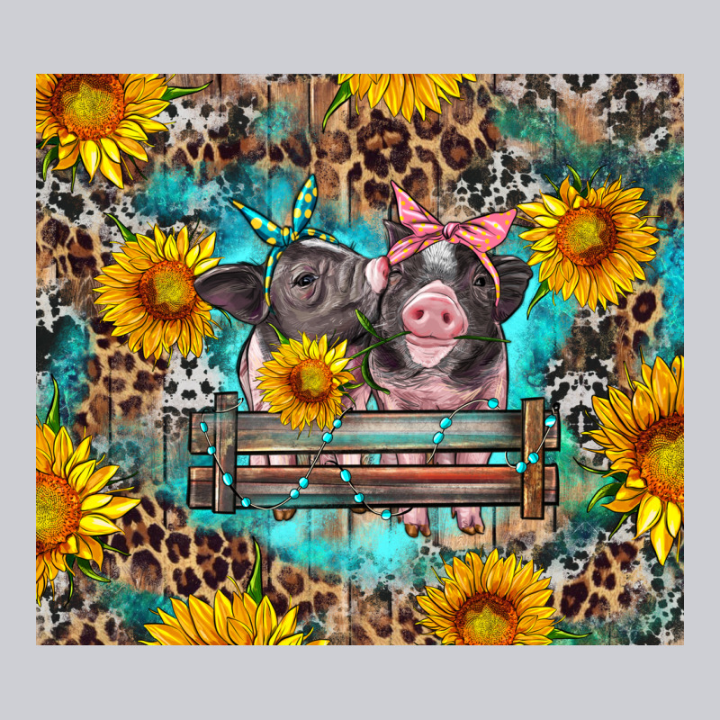 Baby Pigs With Leopard Cowhide And Sunflowers Heavyweight Sweatshirt by Artiststas | Teevron