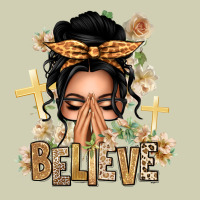 Black Hair Believe Praying Caucasian Messy Bun Heavy Core Tee | Teevron