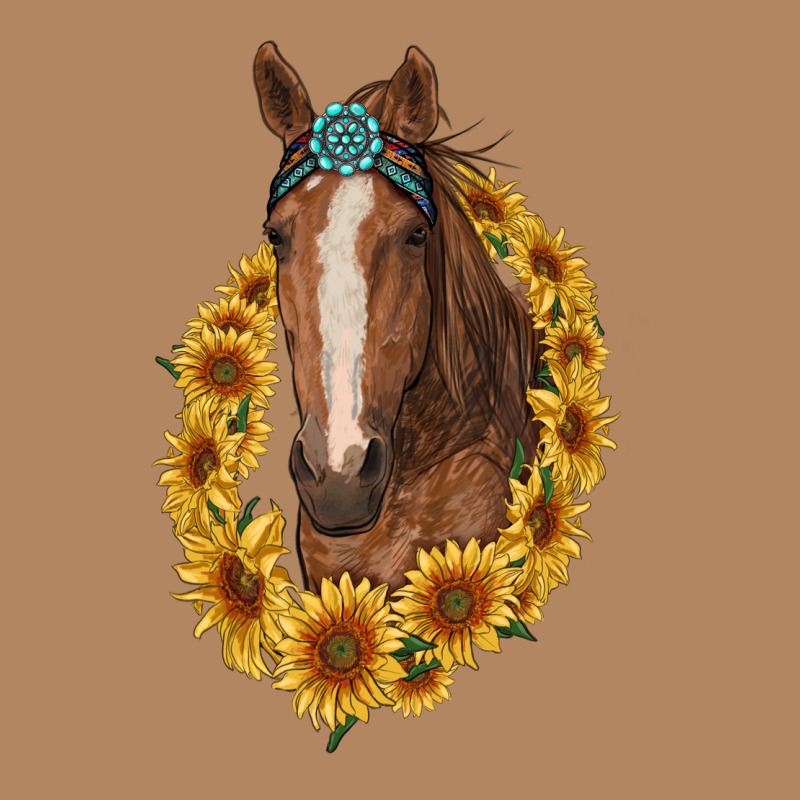 Brown Horse With Gemstone And Sunflowers Long Sleeve Tee by RanaPortraitStore | Teevron