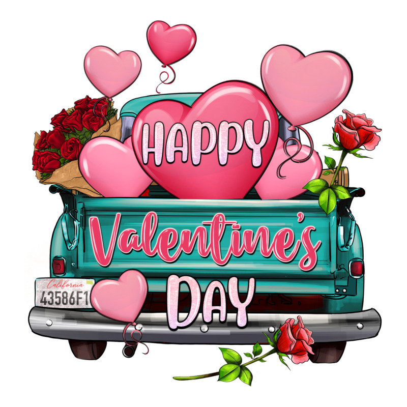Happy Valentine's Day Turquoise Truck Premium Tee by HowdyJamesFarm | Teevron