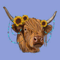Highland Cow With Sunflowers Turquoise Long Sleeve Tee | Teevron