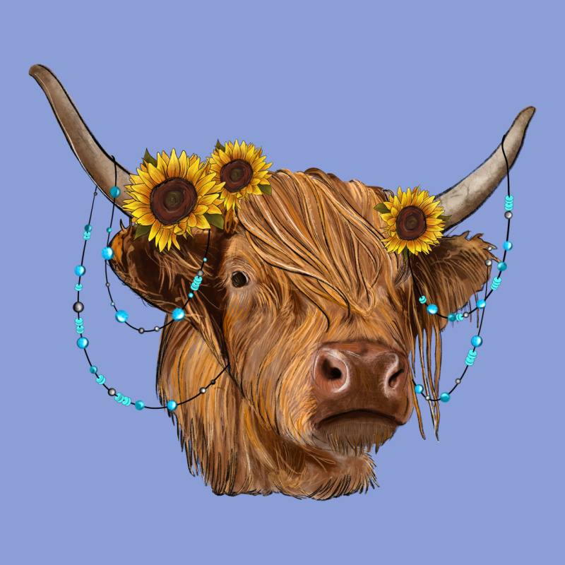 Highland Cow With Sunflowers Turquoise Long Sleeve Tee by RanaPortraitStore | Teevron