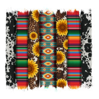 cowhıde aztec serape wıth leopard and sunflowers brushstroke | Teevron